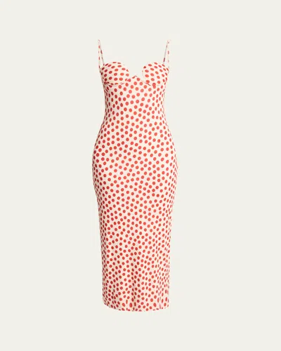 Alaïa Polka-dot Bustier Midi Column Dress In Neutral