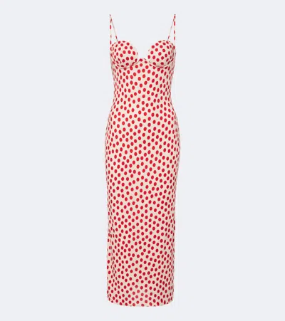 Alaïa Polka-dot Jersey Midi Dress In Pink