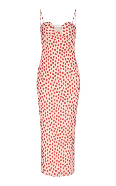 Alaïa Polka-dot Jersey Midi Dress In Red