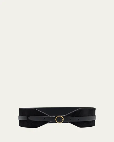 Alaïa Pony Hair Leather Wide Belt In Black