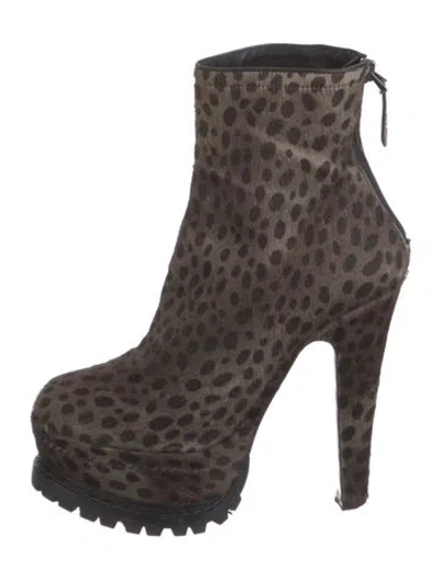 Pre-owned Alaïa Ponyhair Animal Print Boots In Brown