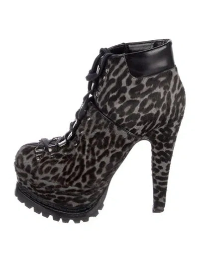 Pre-owned Alaïa Ponyhair Animal Print Boots In Gray