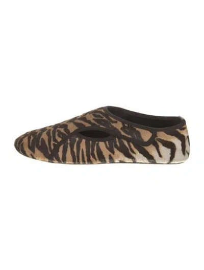 Pre-owned Alaïa Ponyhair Animal Print Flats In Brown