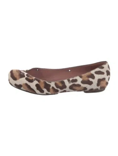 Pre-owned Alaïa Ponyhair Animal Print Flats In White