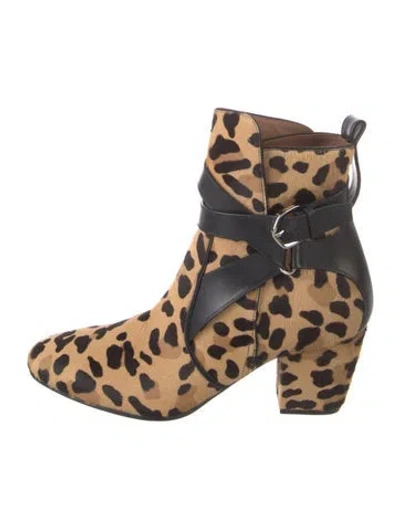 Pre-owned Alaïa Ponyhair Animal Print Lace-up Boots In Brown