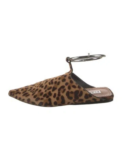 Pre-owned Alaïa Ponyhair Animal Print Mules In Brown