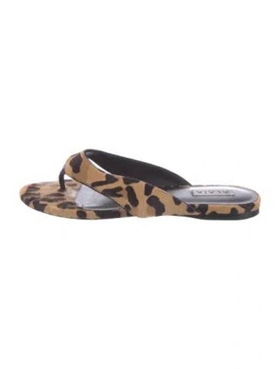 Pre-owned Alaïa Ponyhair Animal Print Slides In Multi