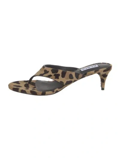 Pre-owned Alaïa Ponyhair Animal Print Slides W/ Tags In Multi