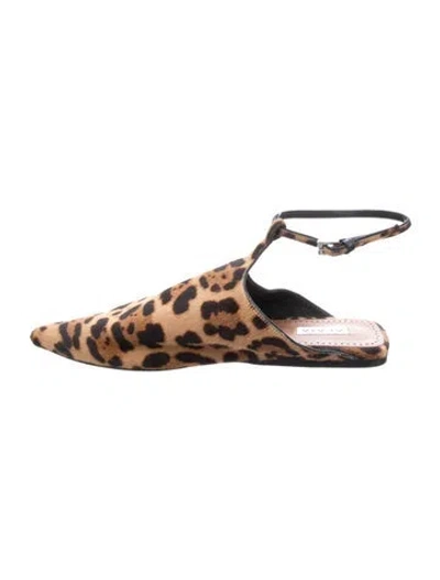 Pre-owned Alaïa Ponyhair Animal Print Slingback Flats In Black