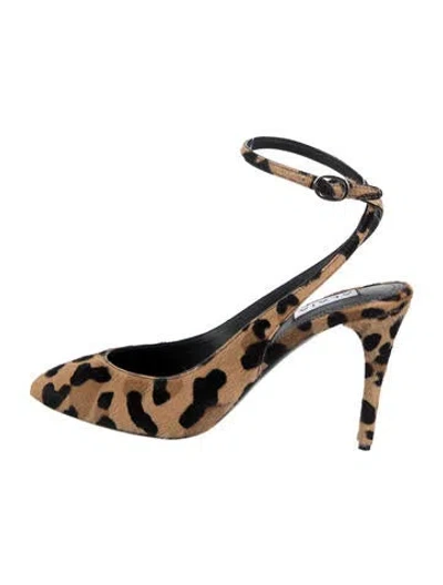Pre-owned Alaïa Ponyhair Animal Print Slingback Pumps In Black