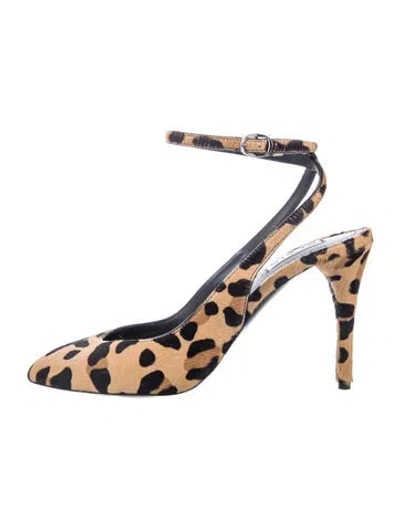 Pre-owned Alaïa Ponyhair Animal Print Slingback Pumps In Blue