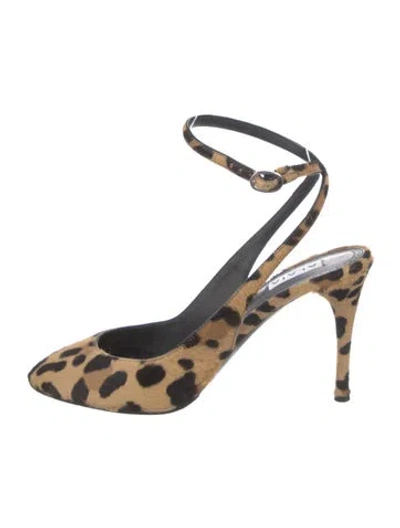 Pre-owned Alaïa Ponyhair Animal Print Slingback Pumps In Multi