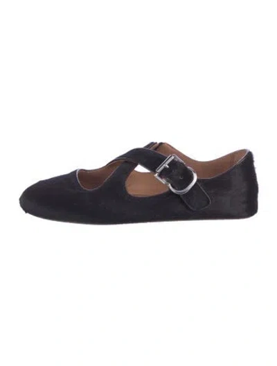 Pre-owned Alaïa Ponyhair Mary Jane Flats In Black