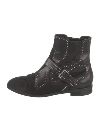 Pre-owned Alaïa Ponyhair Studded Accents Chelsea Boots In Black