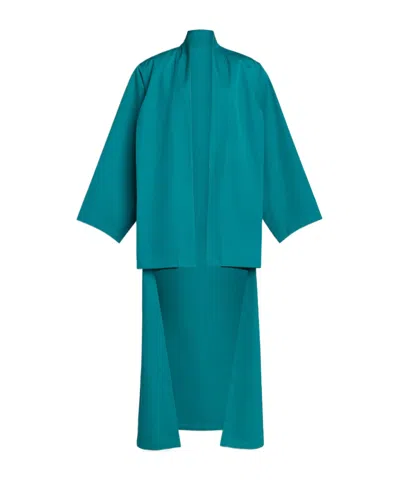 Alaïa Poplin Asymmetric Robe Coat In Blue