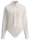 ALAÏA POPLIN BODY-SHIRT TOPS WHITE