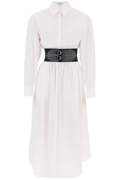 Alaïa Poplin Chemisier With Belt In White