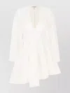 Alaïa Womens Spiral-belt Pleated Cotton-poplin Mini Dress Blanc