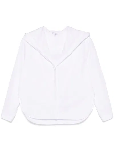 Alaïa Camicia Con Cappuccio In Popeline In White