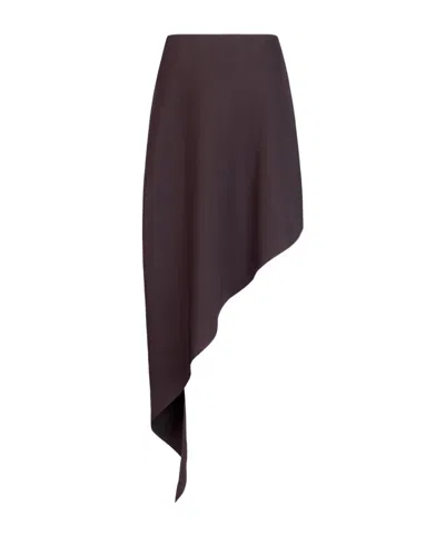 Alaïa Poplin Pointed Skirt In Brown