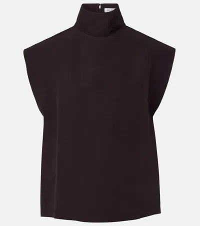 Alaïa Poplin Turtleneck Top In Brown