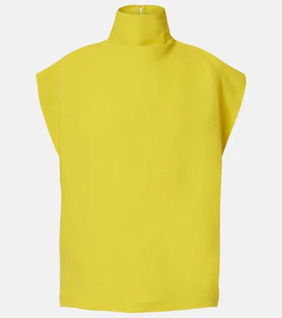 Alaïa Paper-blend Poplin Turtleneck Top In Yellow