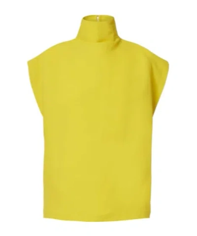 Alaïa Paper-blend Poplin Turtleneck Top In Yellow