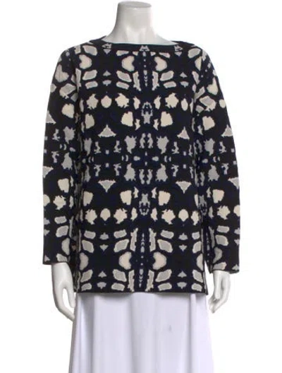 Pre-owned Alaïa Printed Bateau Neckline Blouse In Black