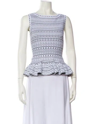 Pre-owned Alaïa Printed Bateau Neckline Top In Neutral