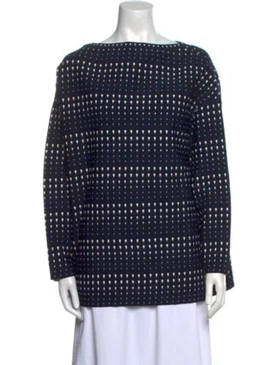 Pre-owned Alaïa Printed Bateau Neckline Tunic In Blue