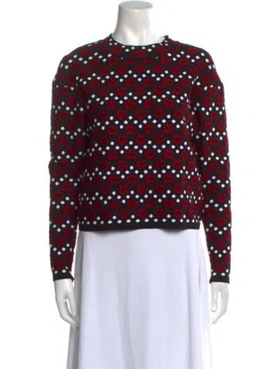 Pre-owned Alaïa Printed Crew Neck Sweater In Red