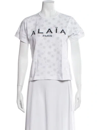 Pre-owned Alaïa Printed Crew Neck T-shirt In Neutral
