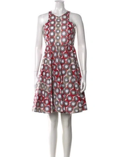Pre-owned Alaïa Printed Knee-length Dress In Red