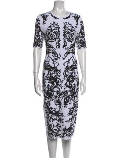 Pre-owned Alaïa Printed Knee-length Dress In White