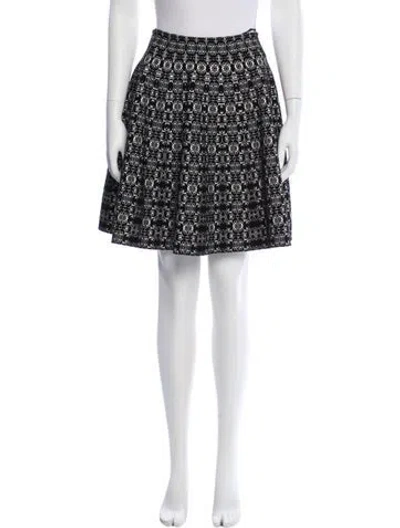 Pre-owned Alaïa Printed Knee-length Skirt W/ Tags In Black