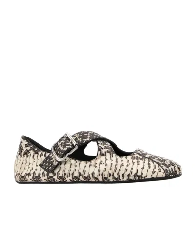 Alaïa Printed Leather Ballerinas In Multi