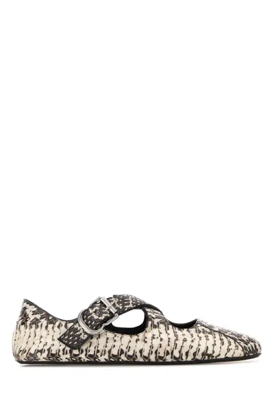 Alaïa Alaia Printed Leather Ballerinas In White