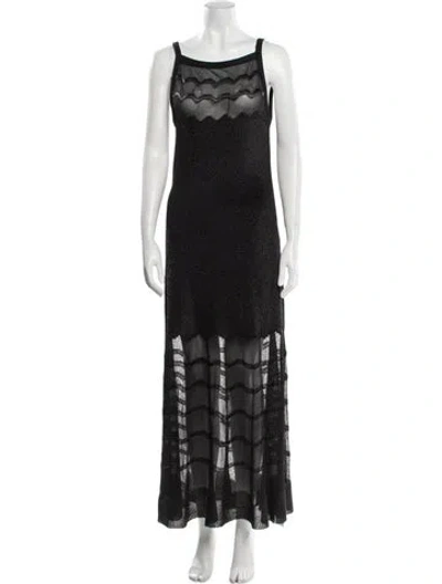 Pre-owned Alaïa Printed Long Dress In Black