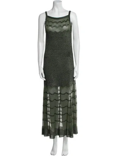 Pre-owned Alaïa Printed Long Dress In Green