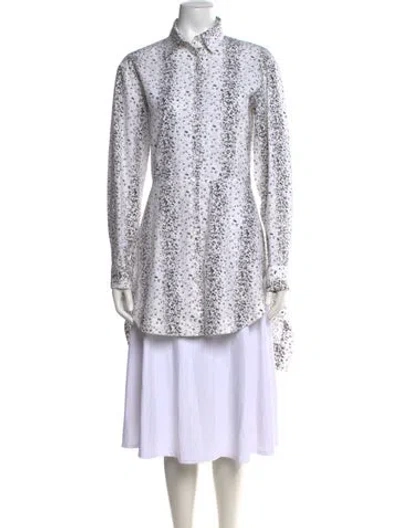 Pre-owned Alaïa Printed Long Sleeve Button-up Top In White