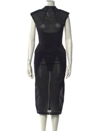 Pre-owned Alaïa Printed Midi Length Dress In Black