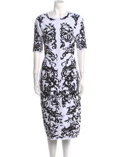 Pre-owned Alaïa Printed Midi Length Dress In Black