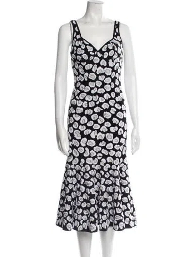 Pre-owned Alaïa Printed Midi Length Dress In Black