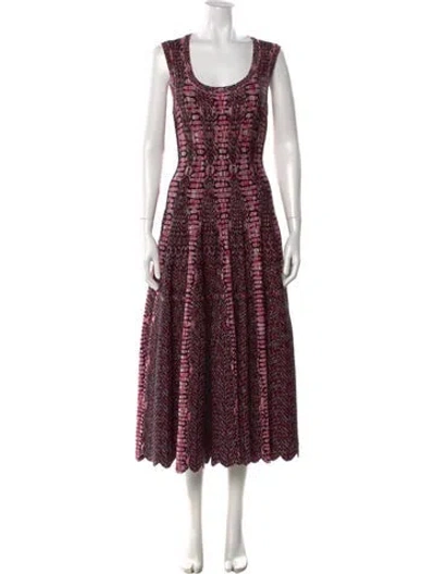 Pre-owned Alaïa Printed Midi Length Dress In Pink