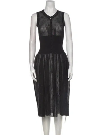 Pre-owned Alaïa Printed Midi Length Dress W/ Tags In Black