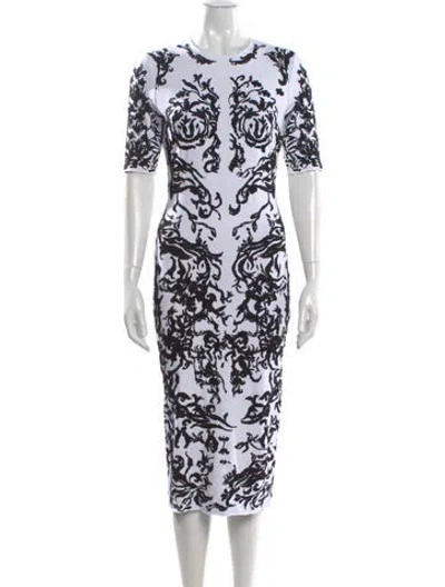 Pre-owned Alaïa Printed Midi Length Dress In White
