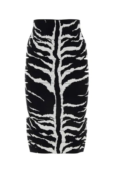 Alaïa Zebra-printed High-rise Midi Skirt In Blanc Noir