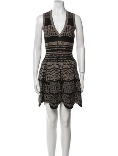 Pre-owned Alaïa Printed Mini Dress In Black