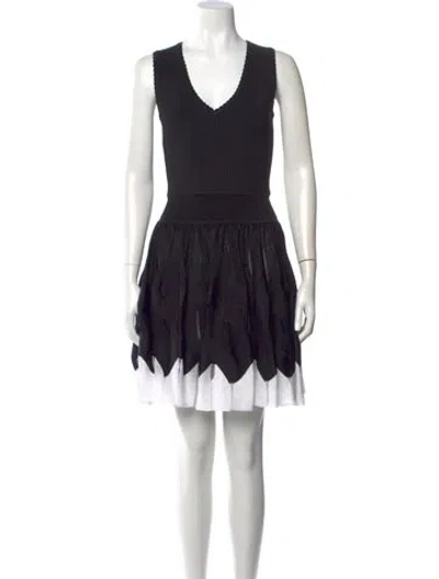 Pre-owned Alaïa Printed Mini Dress In Black
