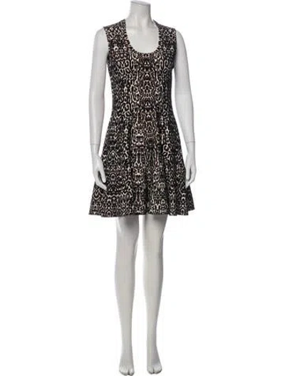 Pre-owned Alaïa Printed Mini Dress W/ Tags In Black